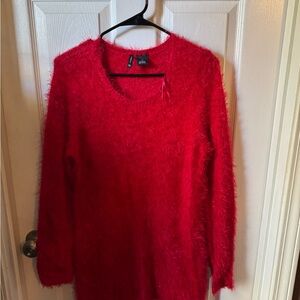 New Directions Vibrant Red Fuzzy Sweater